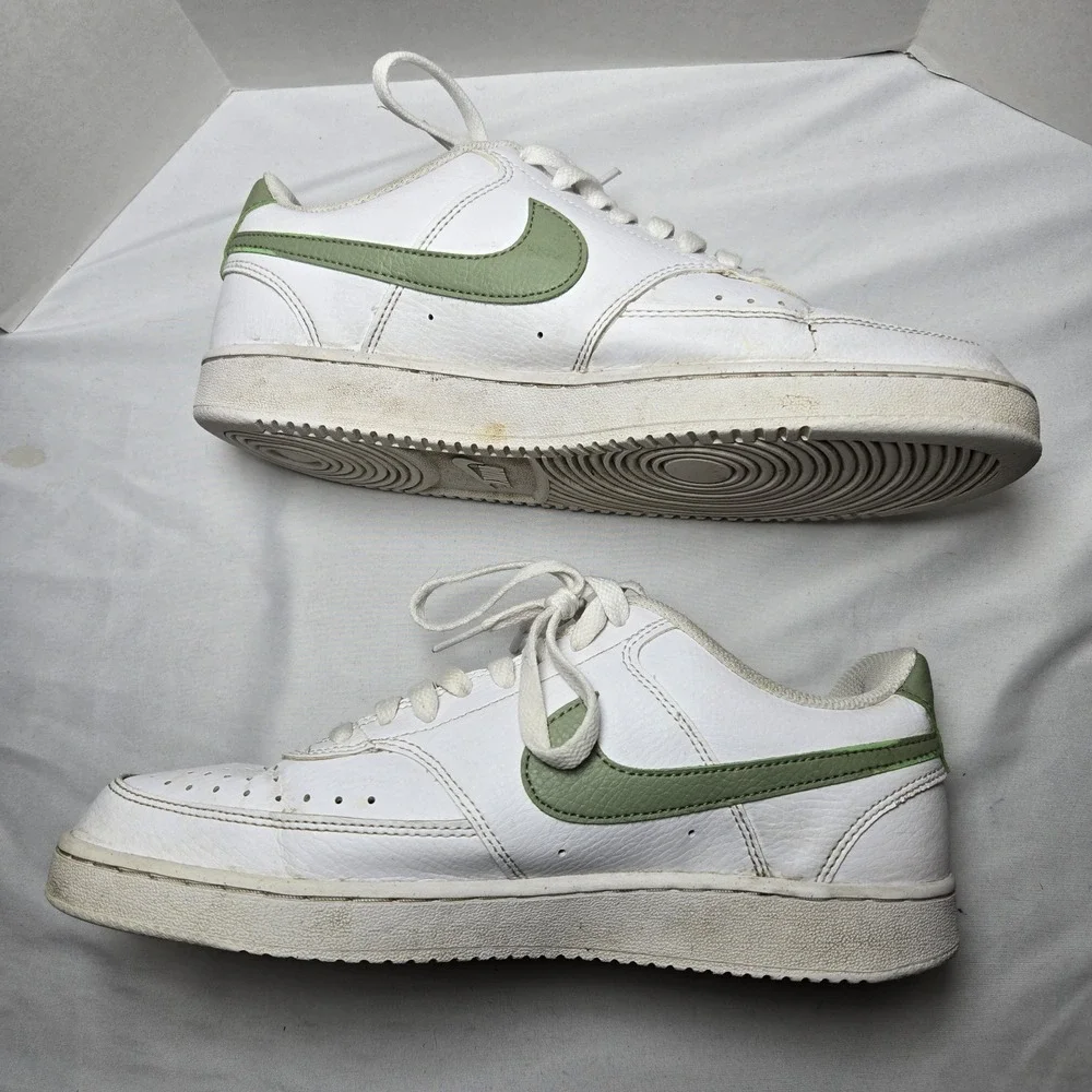 Nike Court Vision Next Nature Low White Oil Green 8.5 School Play Streetwear